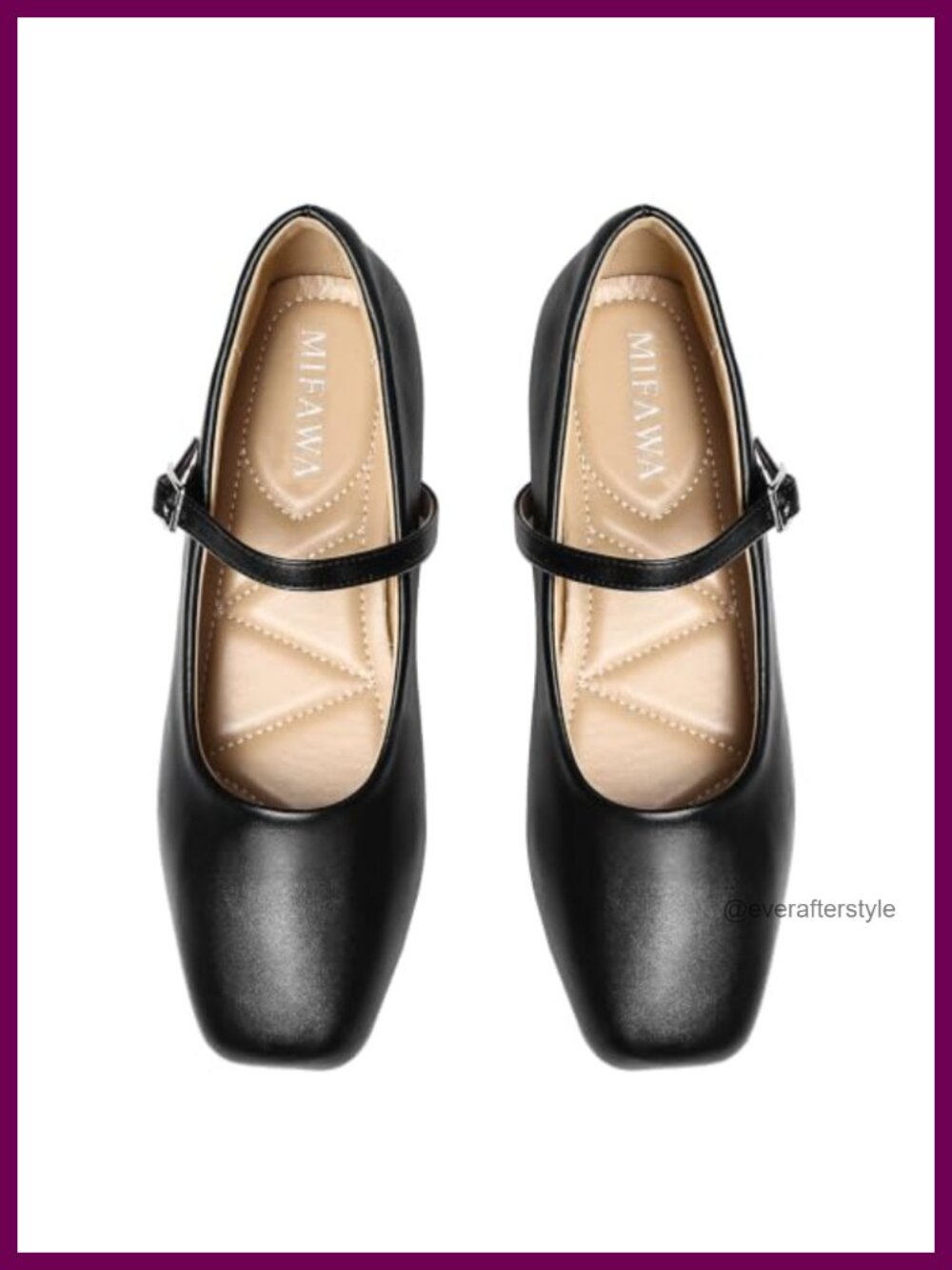 Mary Jane Ballet Flats Square Toe Adjustable Strap Faux Leather Women's Dressy